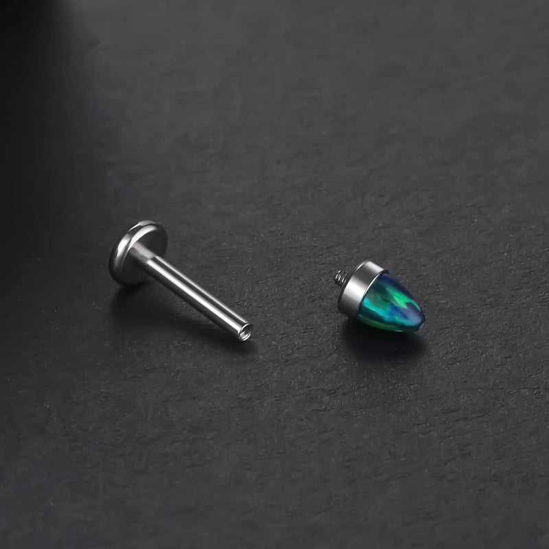 Xpircn Store 14G 16G 18G G23 Titanium Opal CZ Labret Monroe Lip Rings Studs Helix Cartilage Tragus Stud Piercing Jewelry, 1 Piece - Image 2